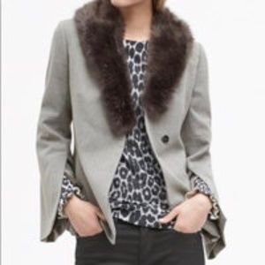 Banana Republic Gray Blazer with Gray Faux Fur detachable Collar